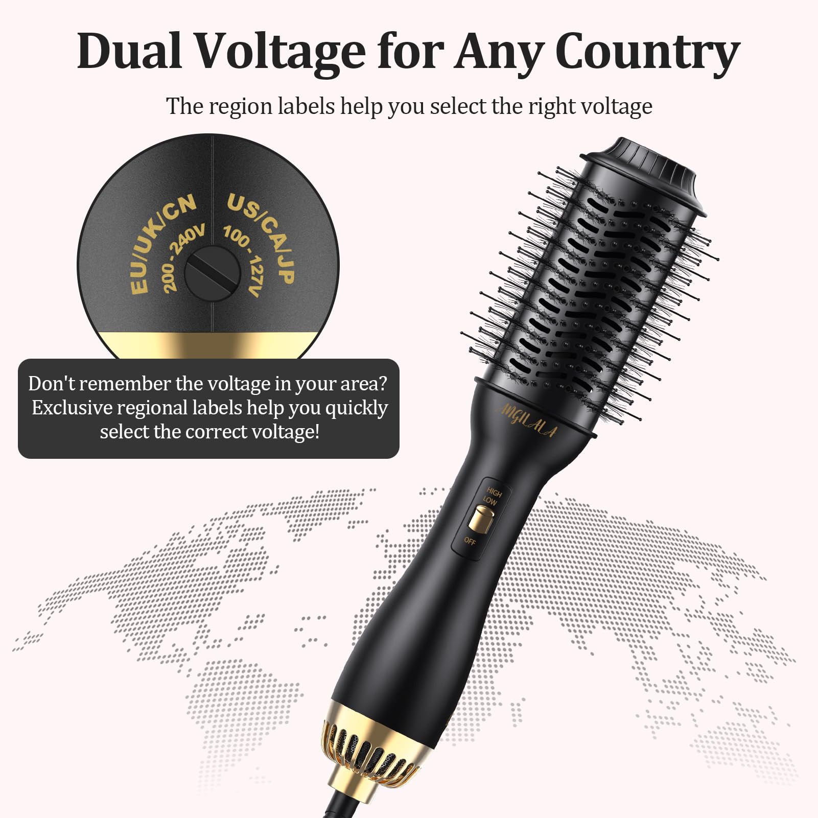 Dual voltage hair dryer brush best sale